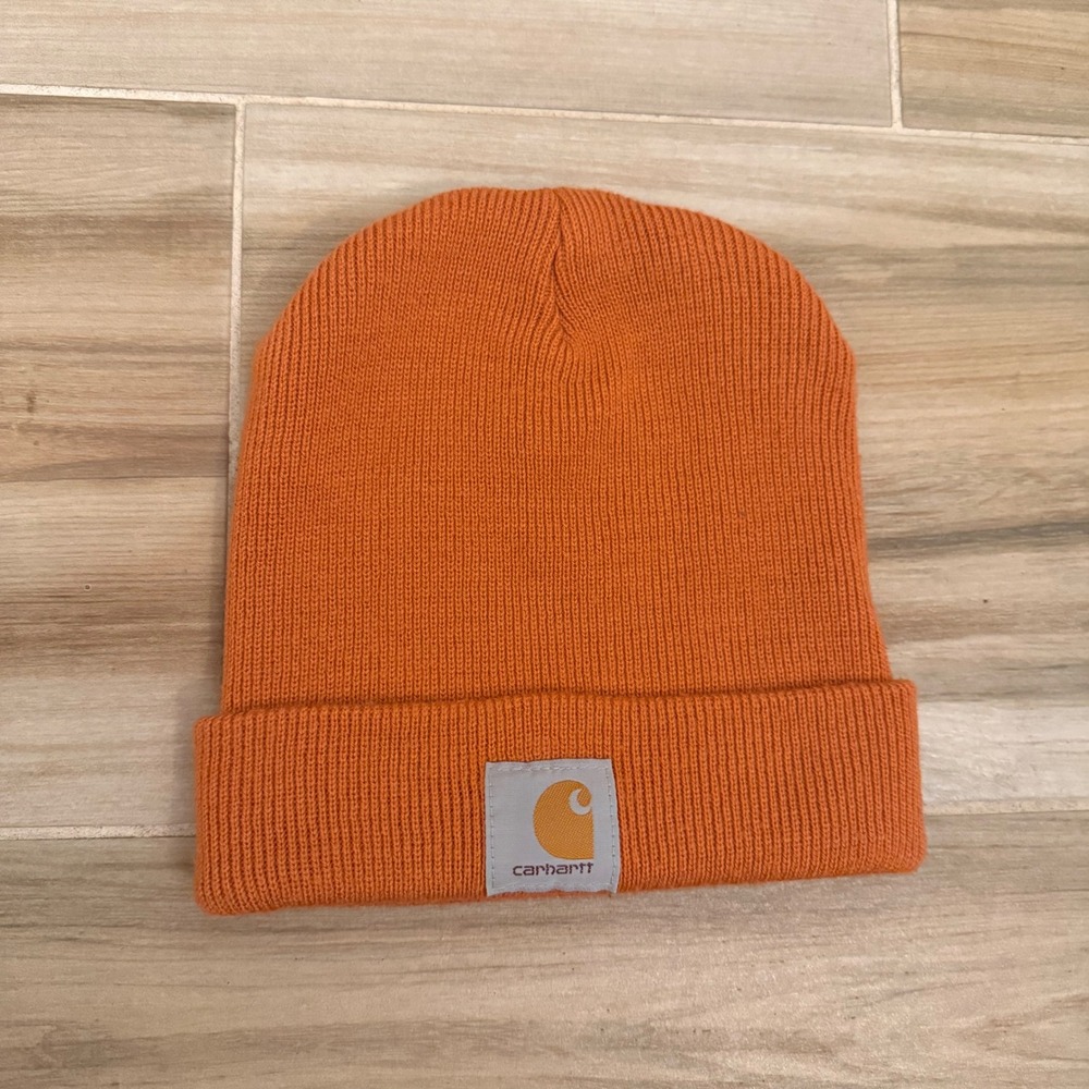 Carhartt A18 Acrylic Watch Hat Beanie Orange Knit Cuff One Size Made in Canada